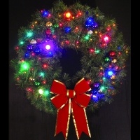 4' Cascade Wreath with LED<br />lighted Ornaments