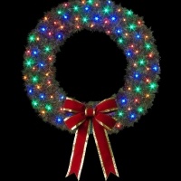 8' Cascade Wreath with C7 LED<br />and Bow